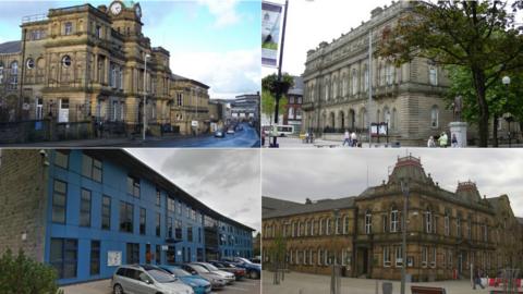 Council offices in Burnley, Blackburn, Nelson and Bacup