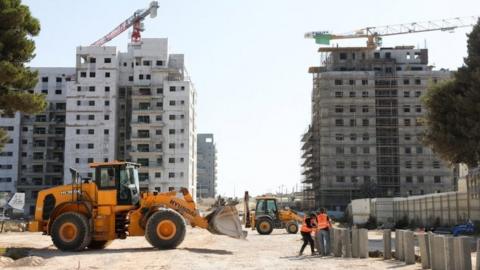 鶹Լs under construction in the settlement of Beit El, near Ramallah, in the occupied West Bank (25 October 2021)