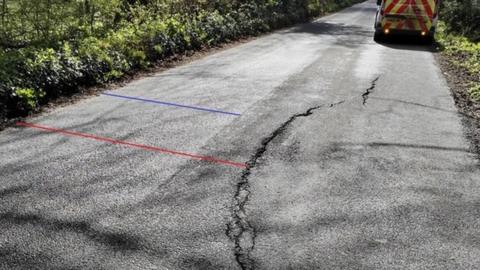Cracks on a road