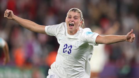 Alessia Russo celebrates after scoring for England