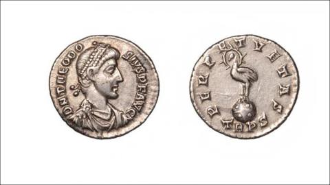 Roman coin found as part of the Colkirk Hoard, near Fakenham