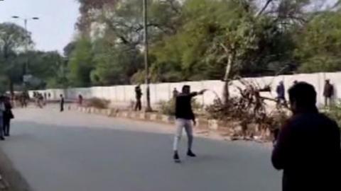Man brandishing gun in Delhi