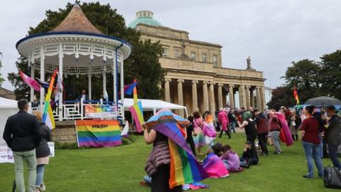 Crowds enjoying Pride in the Park in Cheltenham's Pittville park in 2022