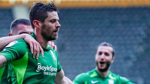 Lukas Jutkiewicz celebrates scoring for Birmingham City against Derby County