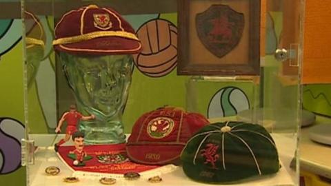 A Welsh football display at Wrexham Museum