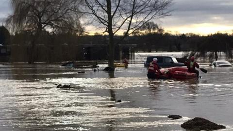 Bedfordshire Fire and Rescue working in the village of Harrold in 2020