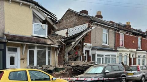 Collapsed house in Langford Road, Portsmouth