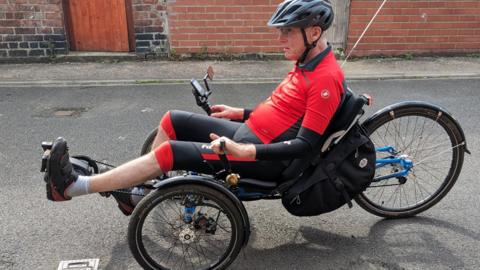 Alastair Fulcher on his recumbent bike