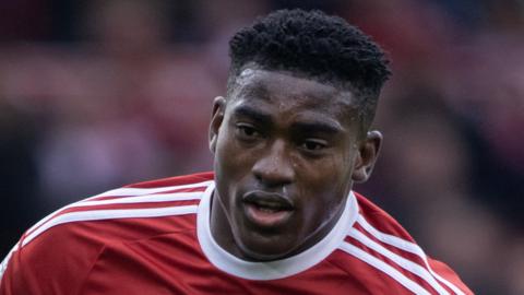 Nottingham Forest striker Taiwo Awoniyi playing in a Premier League match