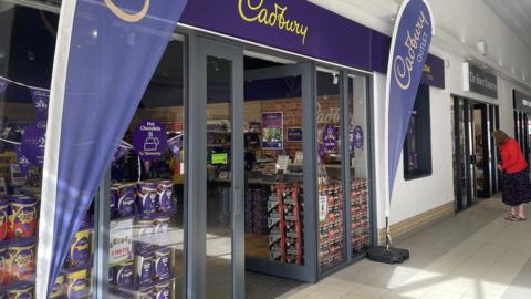 An exterior view of the Cadbury store