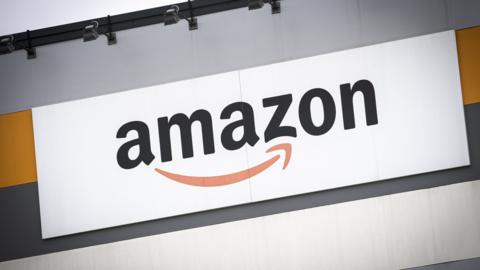Amazon logo on a warehouse