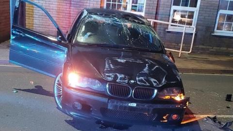The scene of a car crash in Brandon, Suffolk