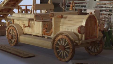 Wooden car sculpture