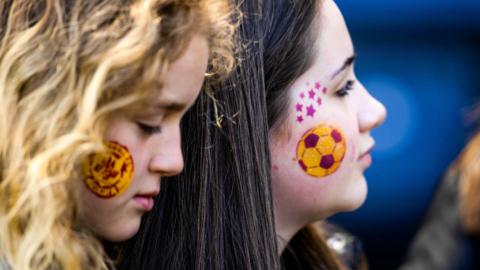 Motherwell women fans sporting face paint