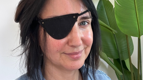 Lucy Owen wearing an eye patch