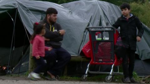 Migrants at Puythouck camp, northern France