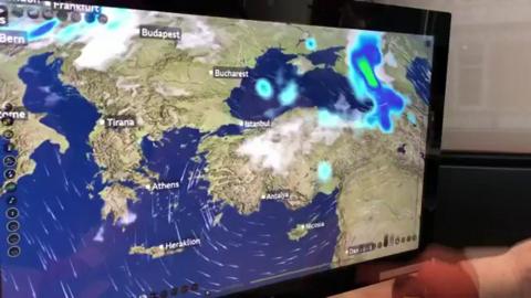 BBC Weather map showing thunderstorm development across Europe