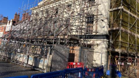 Scaffolding on The Royal Victoria Hotel in Newport
