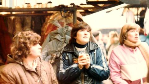Women outside Barnsley Market, 1980s