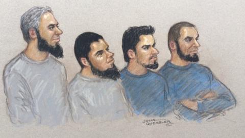Court sketch of the four accused men