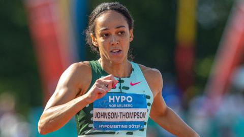 Katarina Johnson-Thompson competes during the 200m event at the Hypo Athletics Meeting