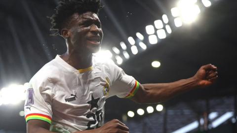 Mohammed Kudus celebrates a goal for Ghana