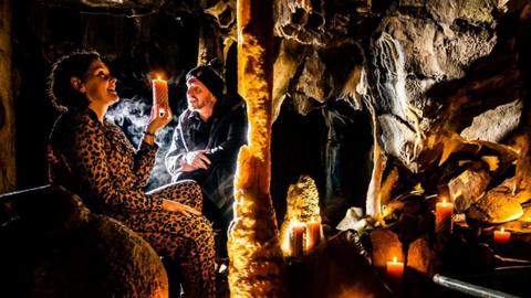 Lisa Bowerman and Nick Markham in the caverns