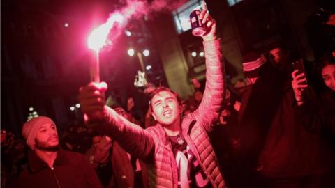 Philadelphia Eagles fans celebrates their victory in Super Bowl LII against the New England Patriots on 4 February 2018 in Philadelphia, Pennsylvania.