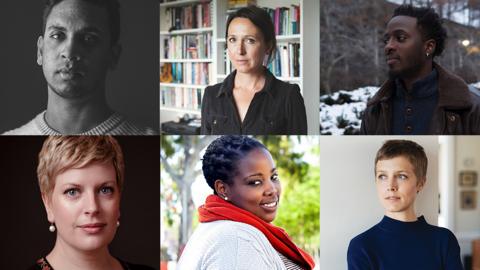 Dylan Thomas prize shortlist nominees Guy Gunaratne, Zoe Gilbert, Nana Kwame Adjei-Brenyah, Sarah Perry, Novuyo Rosa Tshuma and Louisa Hall