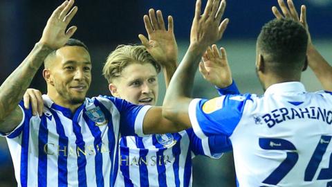 Sheffield Wednesday celebrate Nathaniel Mendez-Laing's goal