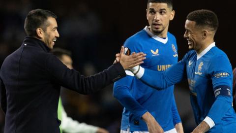 Rangers manager Giovanni van Bronckhorst and captain James Tavernier