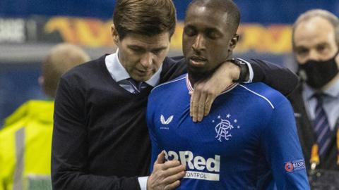 Rangers manager Steven Gerrard and Glen Kamara