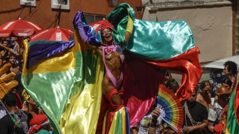 The Carmelitas carnival troupe in Rio de Janeiro, Brazil