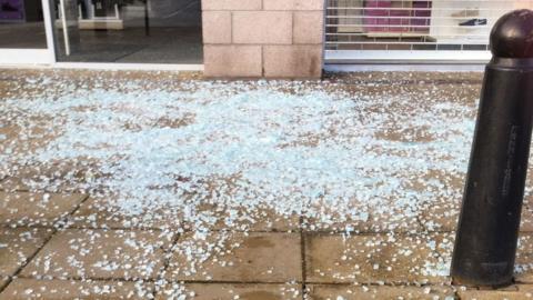 Broken glass at Inshes Retail Park