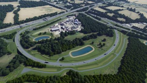 A National Highways artist impression of how the M25 Junction 28, at Brentwood, will look