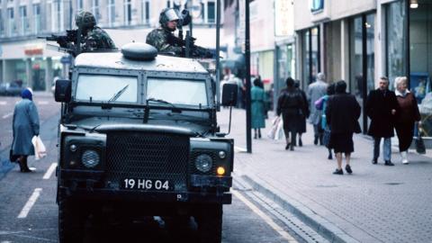 A UDR patrol in Belfast in 1991