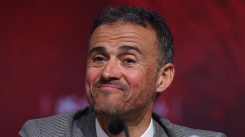 Spain manager Luis Enrique speaks at a news conference