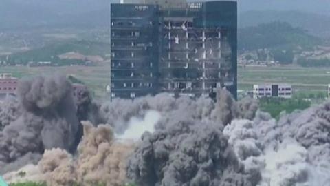 North Korean TV shows joint liaison office being blown up in Kaesong