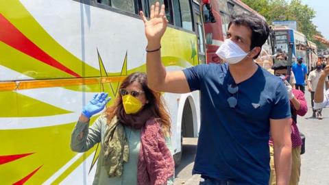 Sonu Sood and Niti Goel flagging off