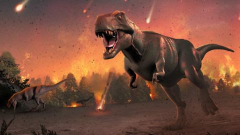 Artwork: Dino asteroid strike
