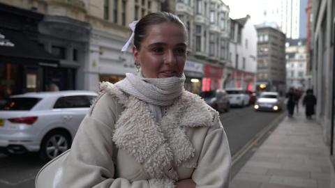 Woman standing in Cardiff city centre