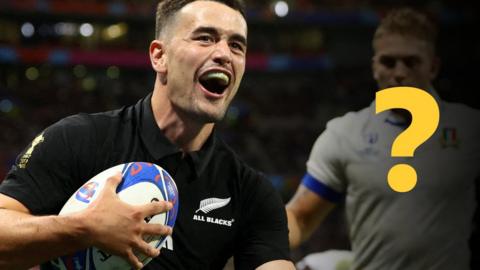 New Zealand's Will Jordan celebrates a try