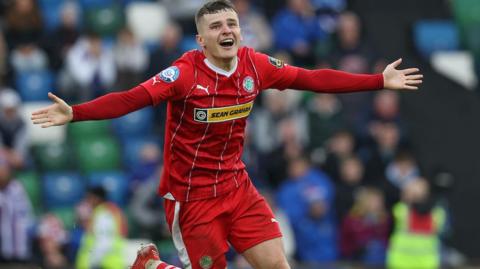 Ronan Hale celebrates his goal