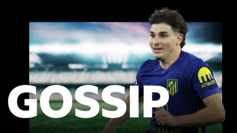 Julian Alvarez behind a gossip graphic