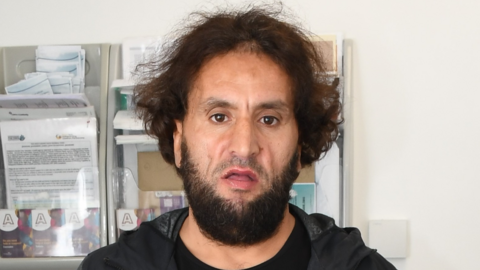 Ahmed Alid after his arrest (picture shown to jury and use approved by prosecutors throughout the trial)