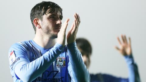 Liam Kitching celebrates for Coventry