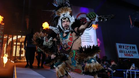 Juan Archuleta makes makes his walkout at Bellator v Rizin on New Year's Eve