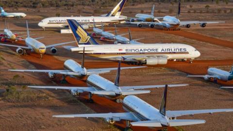 Aircraft in storage at APAS in Alice Springs