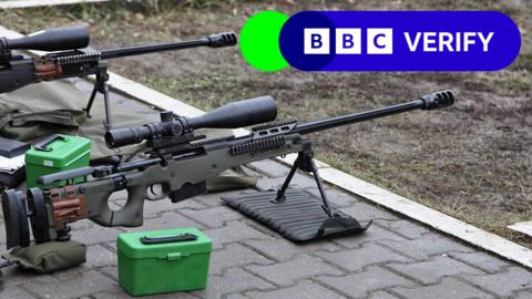 Two sniper rifles at a shooting range