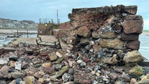 Damage to North Berwick Harbour wall